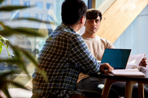 Accounting professionals working with financial documents