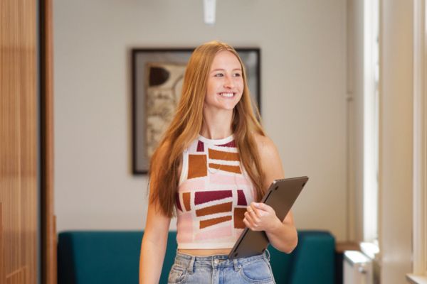 Student confidently looking toward the future